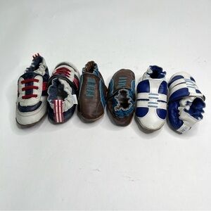 Robeez Brown Football Baseball Sporty Leather Soft Soles Baby Shoes BUNDLE OF 3